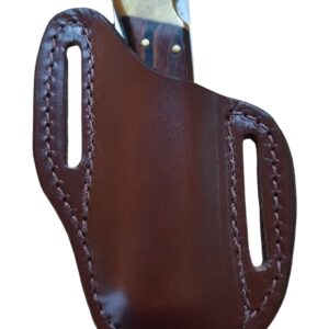 Leather Pocket Right Hand Knife Sheath for Buck 110 or 112 Knife, Folding Pancake Style Knife Holder, Brown