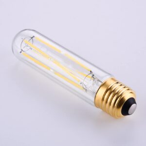 CREATE BRIGHT Candelabra Led Light Bulbs T10 Tubular Edison LED Filament Bulb 8W E26 Daylight White 5000K,Clear Glass,960LM,6 Pack