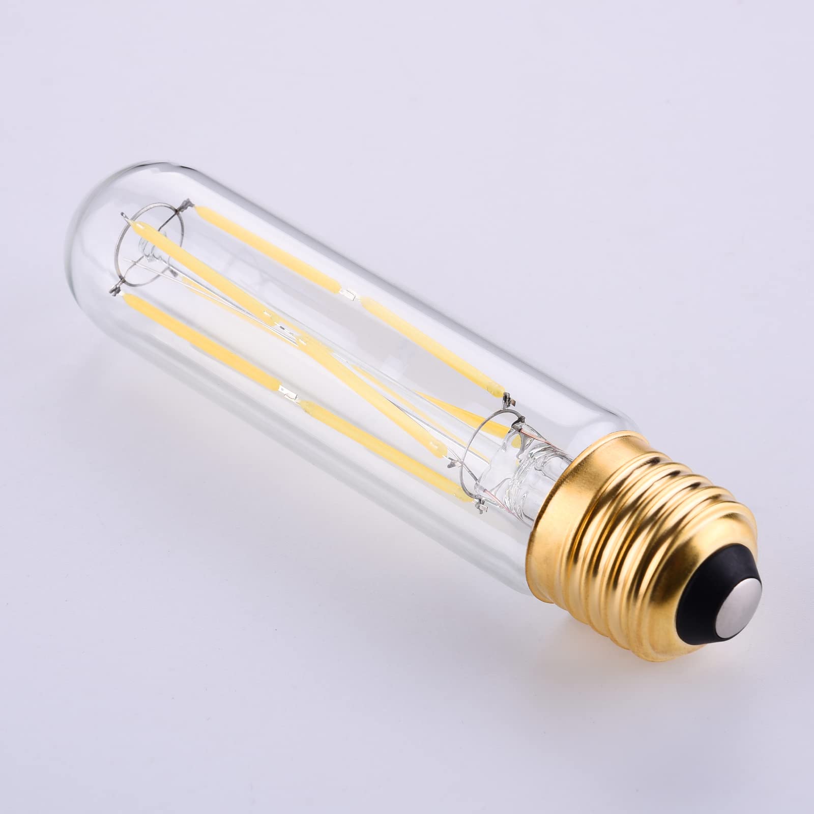 CREATE BRIGHT Candelabra Led Light Bulbs T10 Tubular Edison LED Filament Bulb 8W E26 Daylight White 5000K,Clear Glass,960LM,6 Pack