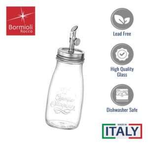 Bormioli Rocco Quattro Stagioni, 2 Pack, 13.5 Oz Olive Oil Dispensers With Weighted Pourer, Durable Glass, Made In Italy.