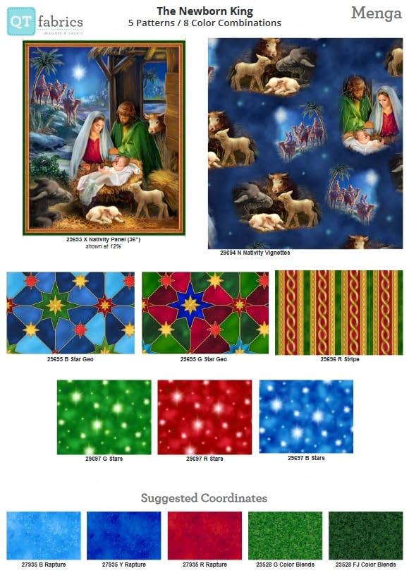 QT Fabrics The Newborn King 35.5" Nativity Panel Multi