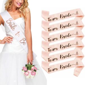 team bride sash, 6 team bride sashes + 1 bride to be sash bride tribe bridesmaids sashes rose gold bridal shower decoration for bridal shower bachelorette parties