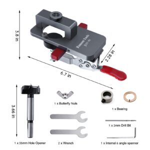 Adoles 35mm Concealed Door Hinge Jig， Accurate Locking Cabinet Hinge Jig， Aluminum Alloy Material Comes with Clamping Device for Easy Carrying and Use.…