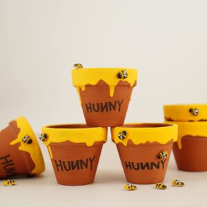 Spelable 6 Pack Honey Pot, for Cupcake, Party Favor, Planter, Party Favor for Baby Shower 1st Birthday Party Decoration Hunny Pot