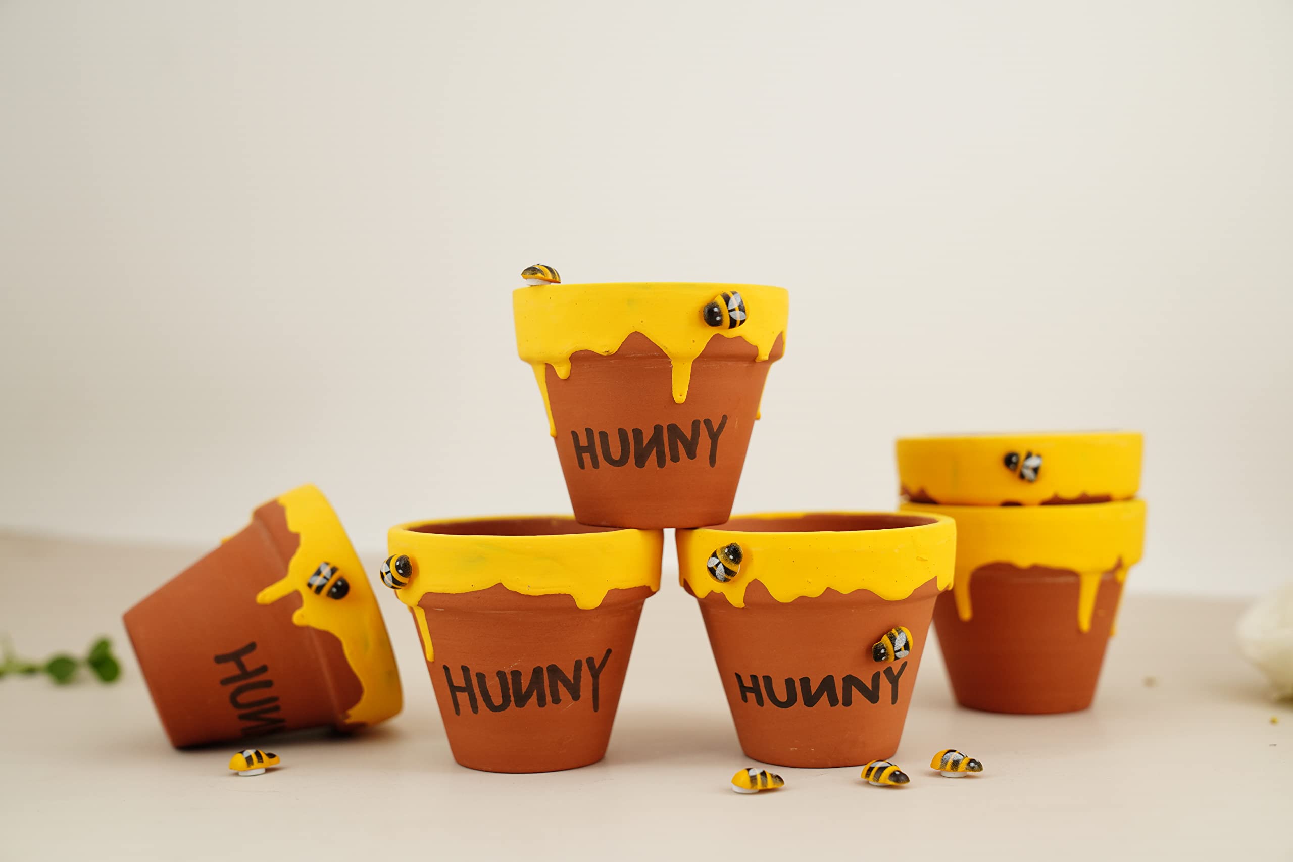 Spelable 6 Pack Honey Pot, for Cupcake, Party Favor, Planter, Party Favor for Baby Shower 1st Birthday Party Decoration Hunny Pot