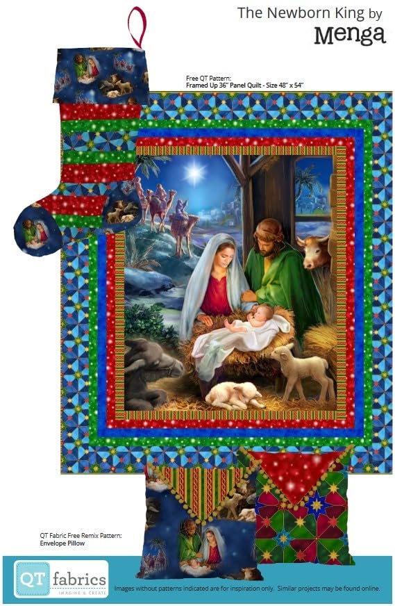 QT Fabrics The Newborn King 35.5" Nativity Panel Multi