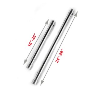 Autuwintor Hanging Closet Rod Heavy Duty with End Caps Adjustable Closet Rod 16-26 Inches Stainless Steel Silver Quantity-1pcs