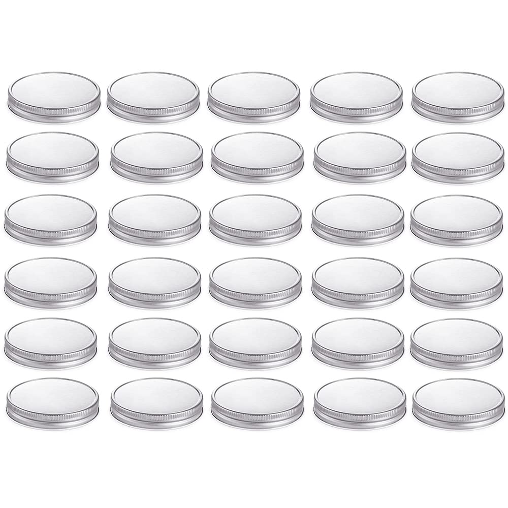 30 Pcs Regular Mouth Mason Jar Lids ，Leak Proof Secure Mason Storage Solid Caps，Metal Mason Canning Lids Decorative Mason Jar Caps for Food Storage.