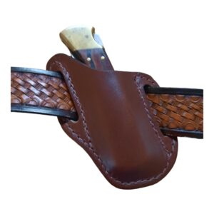 Leather Pocket Right Hand Knife Sheath for Buck 110 or 112 Knife, Folding Pancake Style Knife Holder, Brown