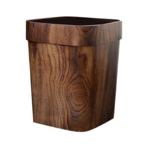 retro trash can household creative imitation wood garbage bin for rooms kitchen and paper of office basket living room, without cover