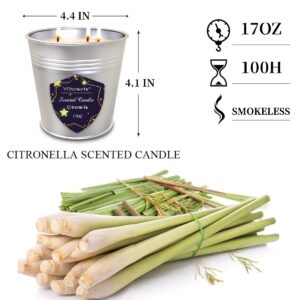 Wticreate Citronella Candles Outdoor Indoor 2 Pack 3-Wick Total 34Oz，Burn 200 Hours Long Lasting for Summer Garden,Party