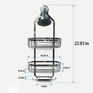 HOPOPRO Hanging Shower Organizer, Over Head Shower Caddy Bathroom Shower Storage Rack Basket with Hooks for Sponge or Towels No Drilling & Rustproof, Chrome