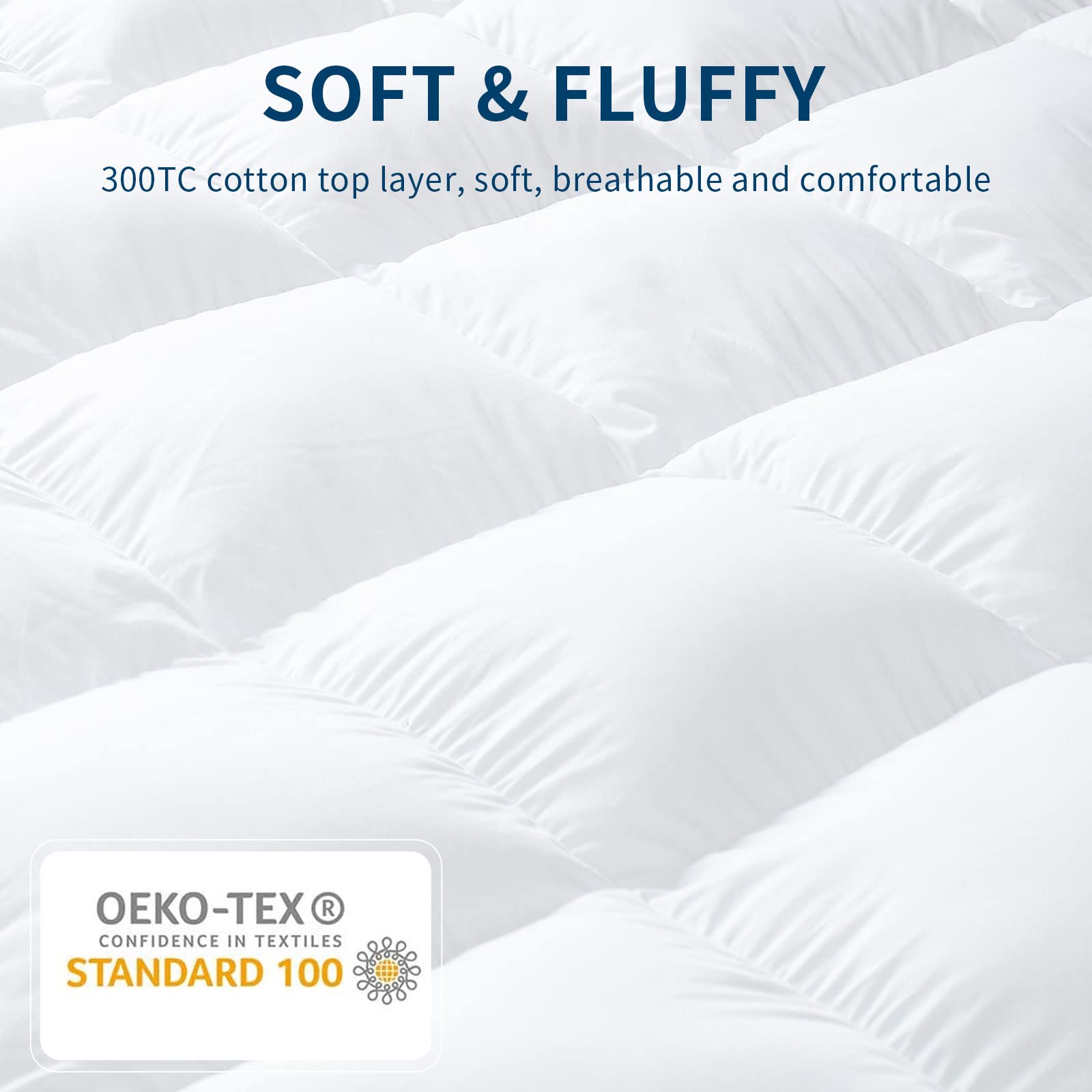 California King Mattress Pad Thick Mattress Topper Pillow Top Mattress Pad Cover Quilted Fitted Mattress Protector Cotton Bed Topper with 8-21 Inch Deep Pocket, White (72 * 84 Inches)