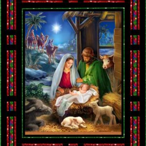 QT Fabrics The Newborn King 35.5" Nativity Panel Multi