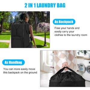 DEGUM Laundry Bag Backpack, 2 in 1 Extra Large Laundry Hamper Basket for College Dorm Room Essentials, with Adjustable Shoulder Straps and Mesh Pocket for Apartment, Laundromat, Travel