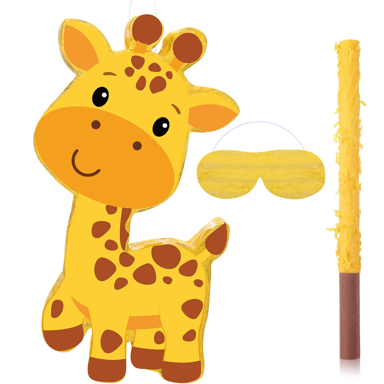 Aoriher Giraffe Piñata Safari Piñata with Blindfold and Bat Giraffe Birthday Party Supplies Safari Jungle Zoo Animal Party Favors for Birthday Supplies, 16 x 11.3 x 3.2 Inch