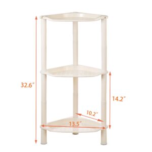 3 Tier Shower Caddy Organizer Shelf Corner, 13.5 x 10 x 26 Inches, Rustproof, Plastic Shower Rack Stands for Inside Bathroom, Bathtub, Shower pan, Beige (Round Slot Beige 3 Tier)