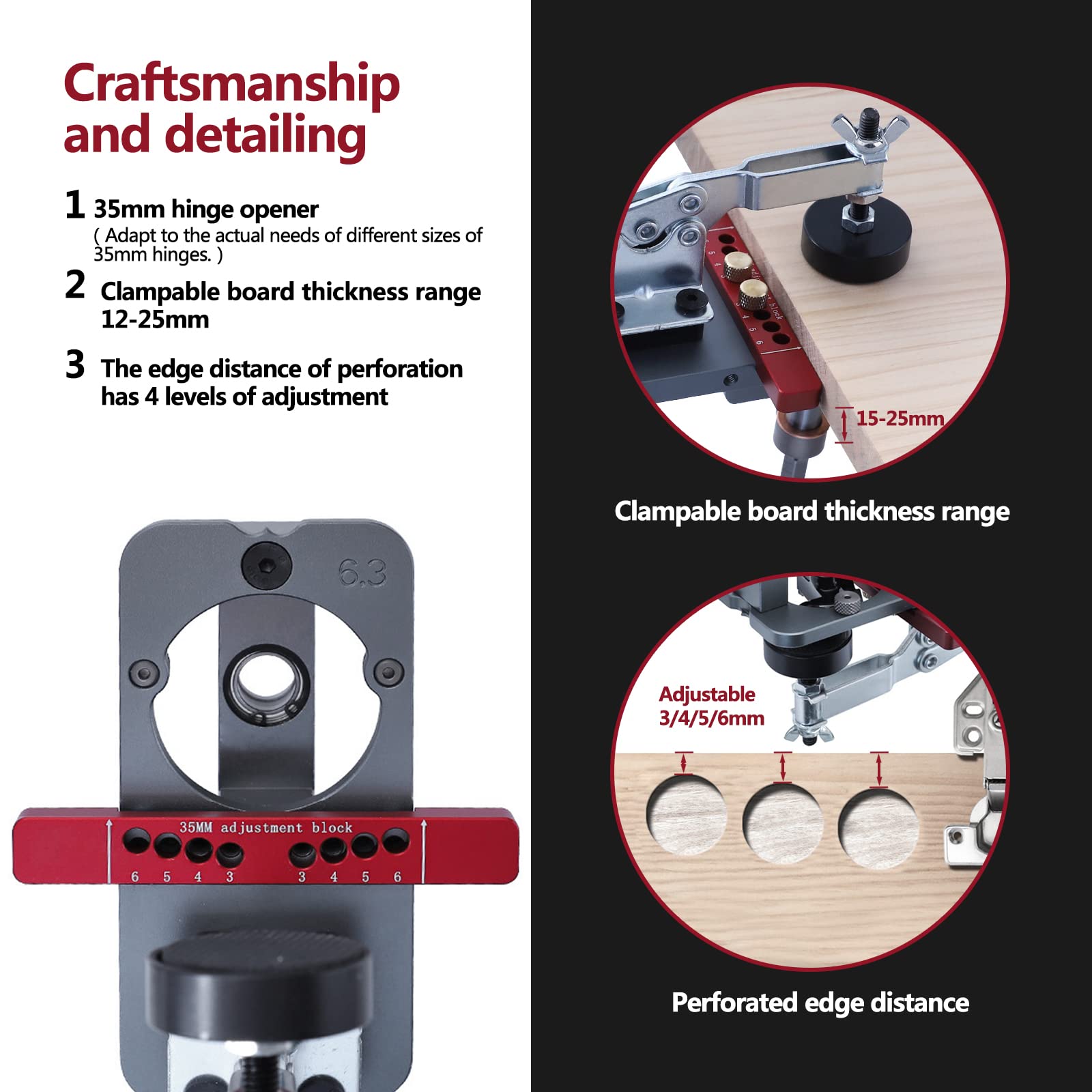 Adoles 35mm Concealed Door Hinge Jig， Accurate Locking Cabinet Hinge Jig， Aluminum Alloy Material Comes with Clamping Device for Easy Carrying and Use.…