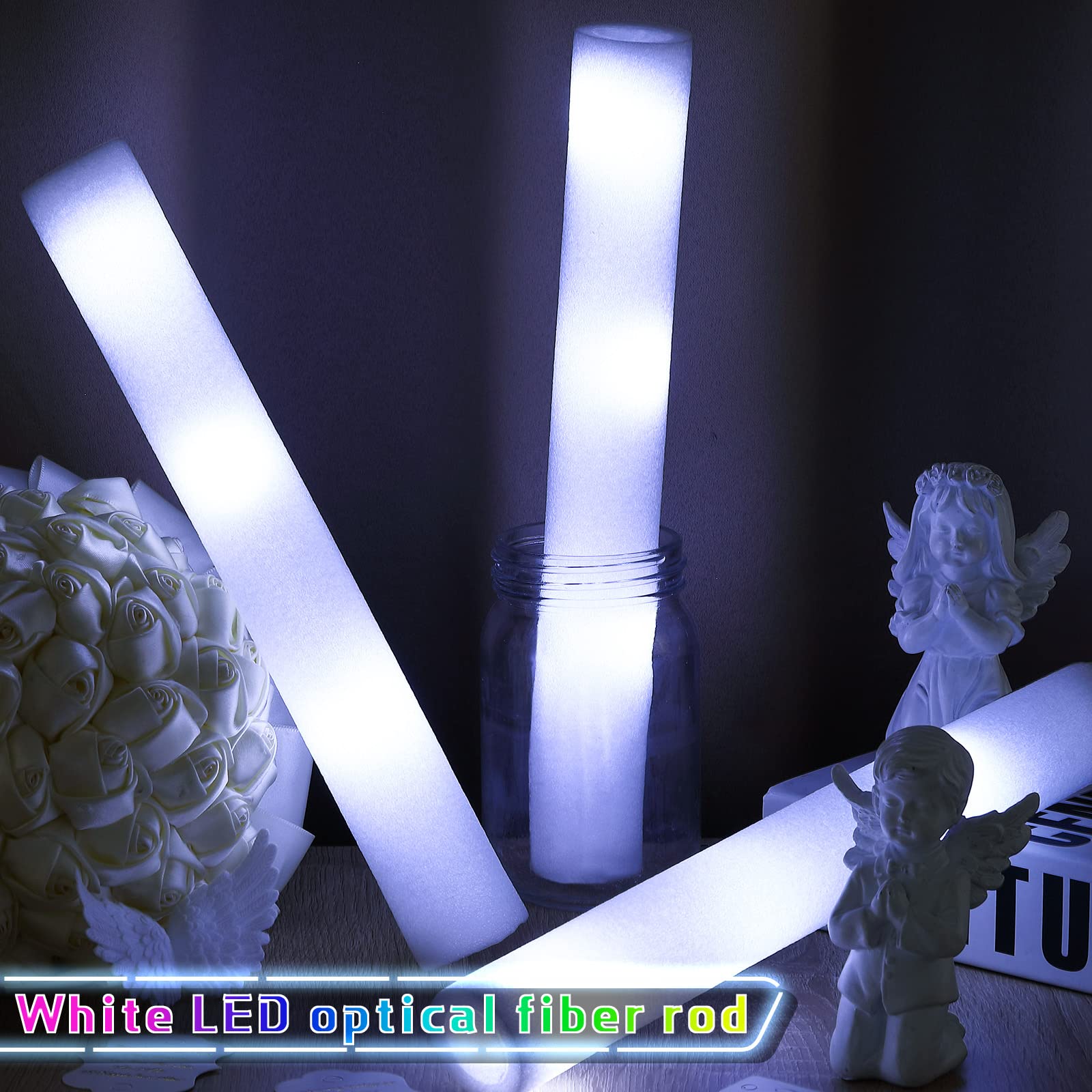 Liliful Glow LED Cheer Sticks Light up Glow Sticks Wedding Wand for Birthday Wedding Bridal Shower Raves Carnival Concert Glow in Dark Party (72 Pcs)