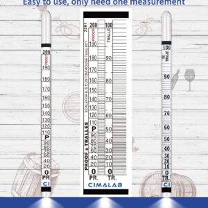 Cimalab Hydrometer Alcohol Meter, Hydrometer Alcohol 0-200 Proof and Tralle Alcohol Hydrometer, Alcohol Proof Tester Hydrometer, Alcohol Tester for Liquor/Moonshine/Spirits/Proofing/Distilled