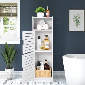 NOKAMW White Floor Standing Waterproof Bathroom Cabinets,Storage Accessories Cabinet for Bathroom,Furniture for Bathroom Bedroom Hallway,Storage Cupboard Unit with Daily use Layer 29x7.9x9.5inch