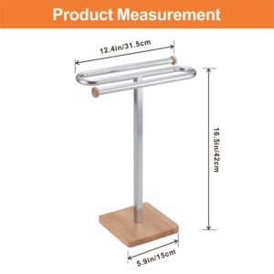 ZCDCP Hand Towel Holder Stand, S-Shape Countertop Towel Stand with Wood Base Freestanding Towel Rack for Bathroom