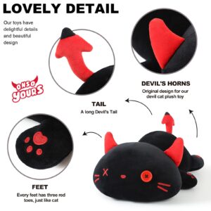 Onsoyours Cute Kitten Plush Toy Stuffed Animal Black Kitty Soft Anime Cat Plush Pillow for Kids (Devil Cat, 12")