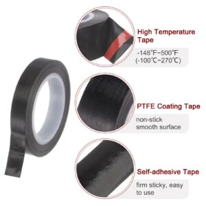 HARFINGTON Fabric PTFE Tape Roll, 0.4" x 33 ft High Temperature PTFE Adhesive Tape 0.13mm Thickness for Vacuum Sealer Machine Hand Impulse Sealers, Black