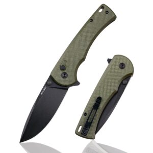 xtouc folding knife edc pocket knife: button lock 14c28n blade lightweight g10 handle camping knives-outdoor hiking for men sx602