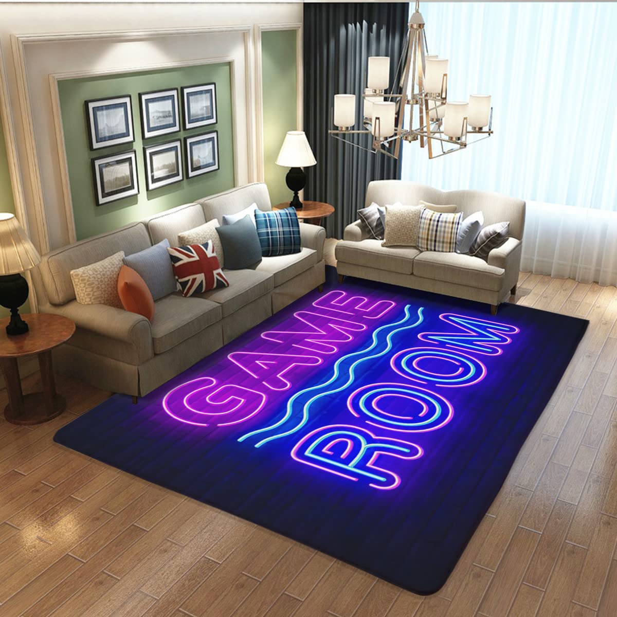 SAMAUN Teens Anime Large Game Area Rugs 3D Gamer Carpet Decor Game Printed Living Room Mat Bedroom Controller Player Boys Gifts Home Non-Slip Crystal Floor Polyester Mat Game Rugs 39x60inches