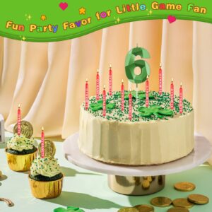 13 Pcs Dynamite Candles TNT Themed Birthday Cake Candles 3D Design Green Number Candles TNT Cake Toppers for Kids Adults Wedding Baby Shower Birthday Video Game Party Supplies (Number 6)