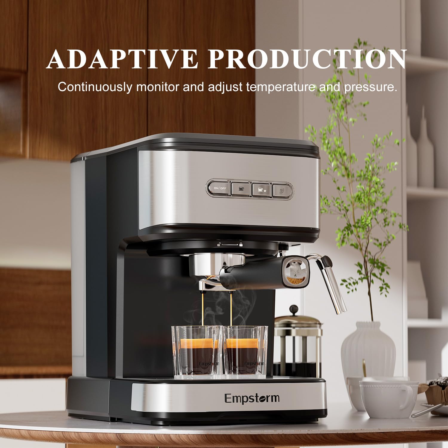 Empstorm 20 Bar Espresso Machine, Cappuccino Machines with Milk Frother Steam Wand, Latte Machine for Home&Barista, Automatic Shut-off Function