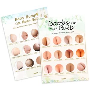 oloutab baby shower games-2 games(50 of each),double-sided,fun,hilarious and easy to play,baby shower gender neutral,with answer keys