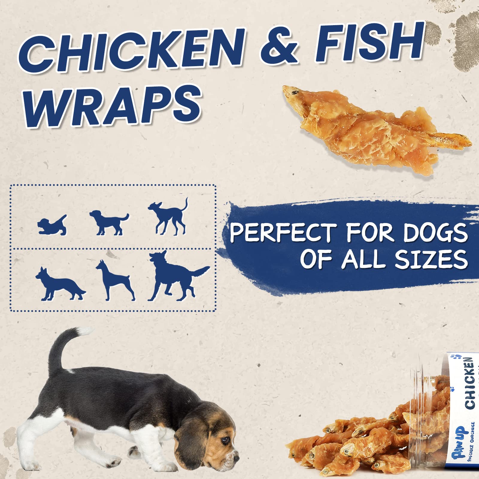 PAWUP Dog Treats Chicken & Fish, High in Protein and Omega-3, for Large Small Dogs, 10.5 oz