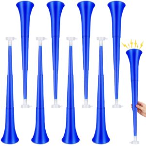 honoson 8 pieces collapsible stadium horn 24 inch plastic trumpet vuvuzela horn blow horn noisemakers for sporting events graduation games school sports party supplies favors accessories (blue)