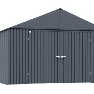 Arrow Shed Elite 12' x 16' Outdoor Lockable Gable Roof Steel Storage Shed Building, Anthracite