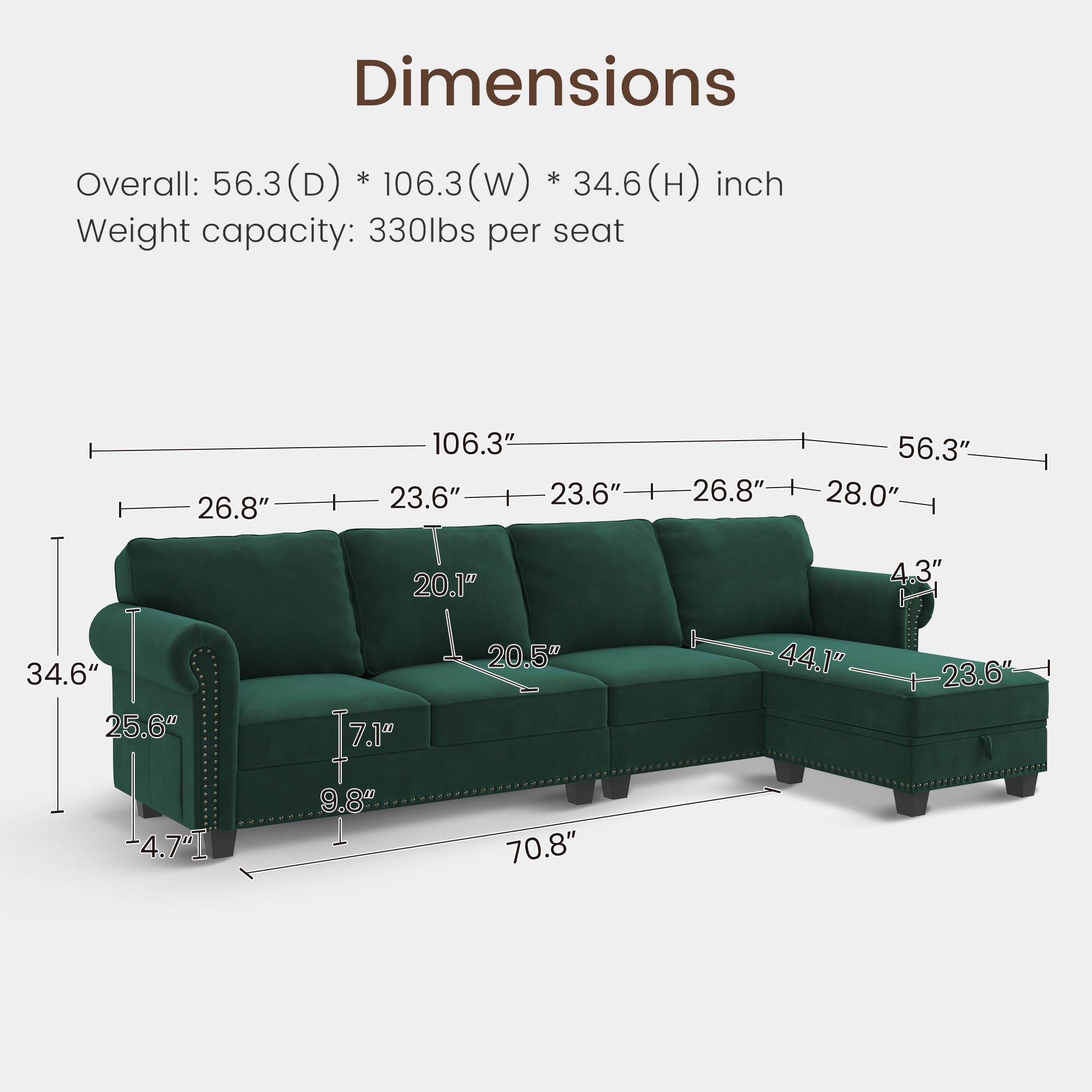 Nolany Convertible Sectional Sofa L Shape Couch with Reversible Chaise 4 Seat for Small Space Light Grey