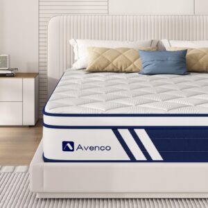 avenco full size mattress 10 inch, hybrid full mattresses in a box with gel memory foam, individually pocket coils for support and pressure relief, medium firm full bed mattress, certipur-us certified