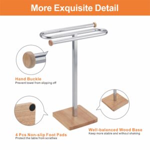 ZCDCP Hand Towel Holder Stand, S-Shape Countertop Towel Stand with Wood Base Freestanding Towel Rack for Bathroom