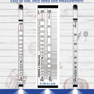 Cimalab Hydrometer Alcohol Meter Kit, Hydrometer Alcohol 0-200 Proof & Tralle with Hydrometer Test Jar, Alcohol Proof Tester Hydrometer, Alcohol Tester for Liquor/Moonshine/Spirits/Proofing/Distilled