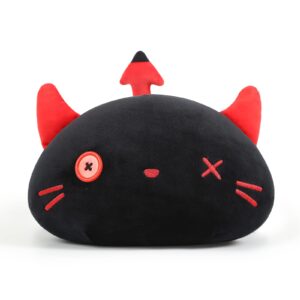 Onsoyours Cute Kitten Plush Toy Stuffed Animal Black Kitty Soft Anime Cat Plush Pillow for Kids (Devil Cat, 12")