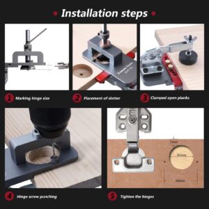 Adoles 35mm Concealed Door Hinge Jig， Accurate Locking Cabinet Hinge Jig， Aluminum Alloy Material Comes with Clamping Device for Easy Carrying and Use.…