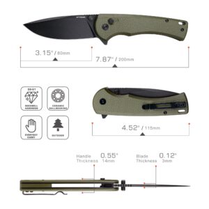 XTOUC Folding Knife EDC Pocket Knife: Button Lock 14C28N Blade Lightweight G10 Handle Camping Knives-Outdoor Hiking for Men SX602