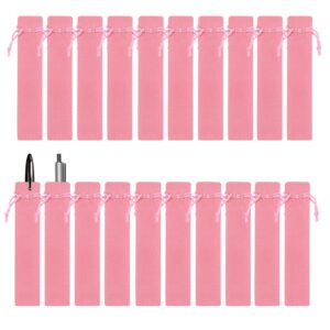 bekecidi 20 pieces velvet pen pouch drawstring pen pouch pen gift bags single pen holder packaging sleeve for school office business gift (pink)