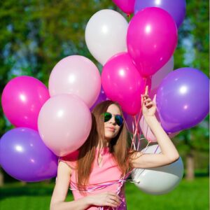 FOTIOMRG 110pcs Hot Pink Balloon Garland Arch Kit, 18 12 10 5 inch Hot Pink Latex Balloons Different Sizes Pack for Birthday Baby Shower Bridal Shower Wedding Bachelorette Party Decorations