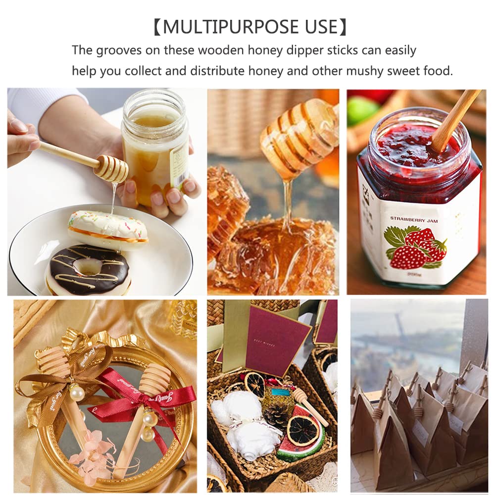 3 Inch mini wooden honey dipper sticks,honey Jar dispense drizzle honey and wedding party favors.(Pack of 130)