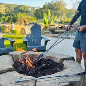 40" Fire Tongs Firewood Grabbers and Fire Poker Set, Stainless Steel Large Log Grabbers for Outdoor Fireset Fire Pit Bonfire Campfire Backyard Deck Indoor Fireplace Tools Set