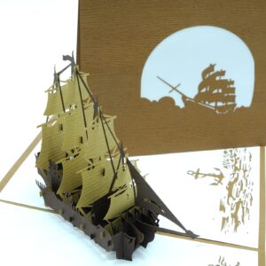 GIA KHANH Sailboat Pop Up Card - 3D Card for Anniversary, Birthday, Father's Day, Graduation, Friendship - Perfect for Man, Boy, Boyfriend, Husband - All Occasions (Lucky Boat)