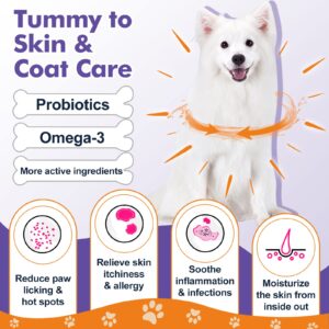 Probiotics for Dogs, Freeze-Dried Dog Probiotics and Digestive Enzymes, Plus Omega-3 for Itchy Skin, 3-in-1 Prebiotics for Digestive Health, Dog Vitamins and Supplements for Immune Health, 117 Bites