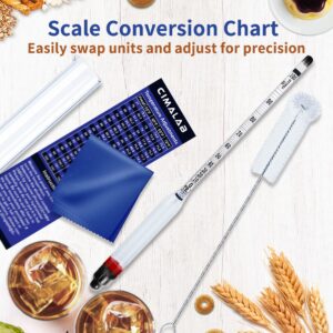 Cimalab Hydrometer Alcohol Meter Kit, Hydrometer Alcohol 0-200 Proof & Tralle with Hydrometer Test Jar, Alcohol Proof Tester Hydrometer, Alcohol Tester for Liquor/Moonshine/Spirits/Proofing/Distilled